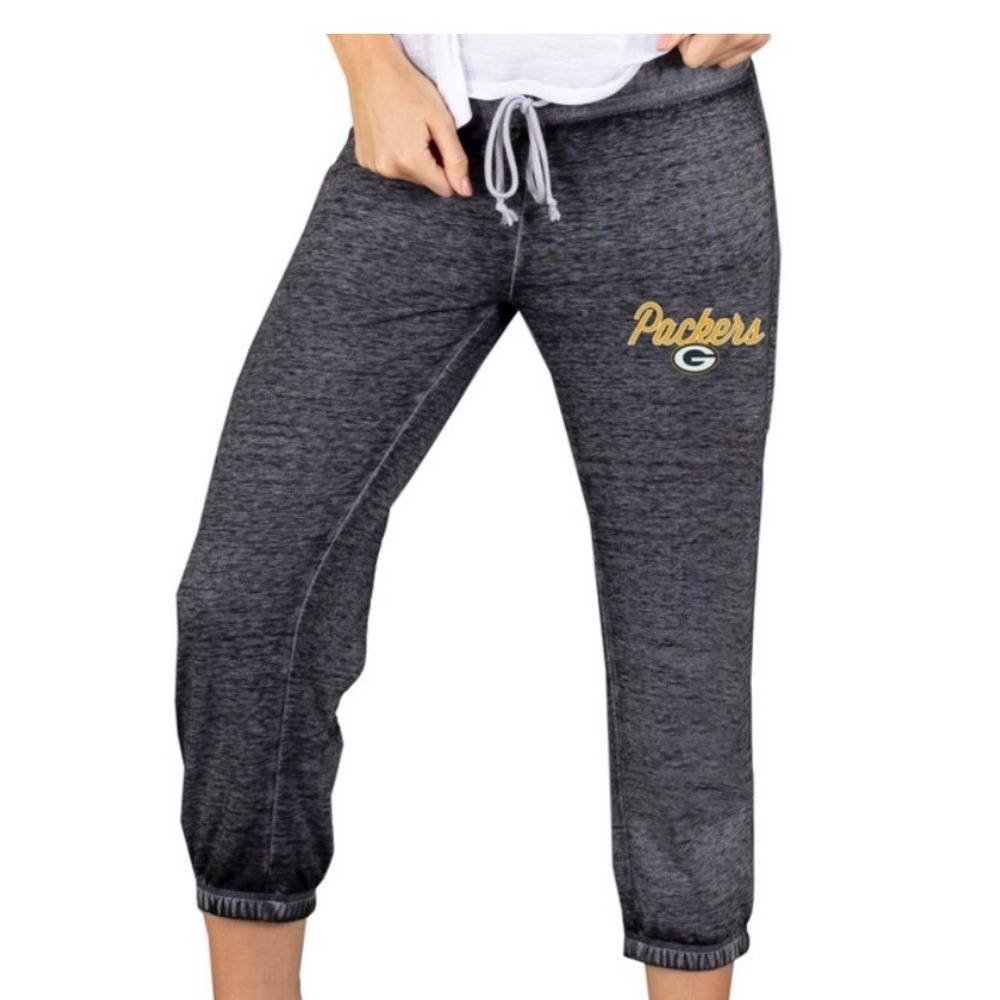 Concepts Sport Women's Green Bay‎ Packers Knit Capri Charcoal Pants Size XL